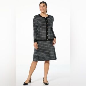 Nina Leonard 2 pc Tweed Cardigan & Skirt Set